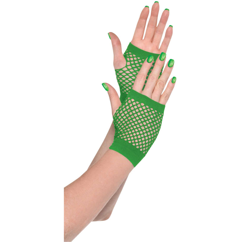Short Fishnet Gloves - Green