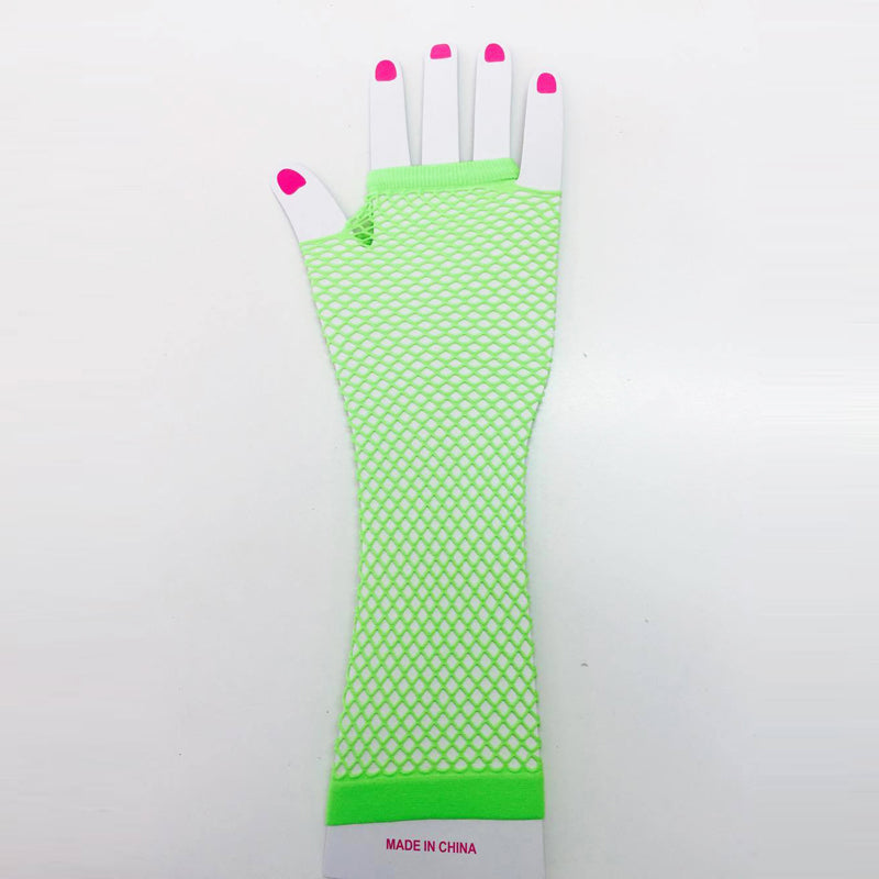 Green Fishnet Gloves Long