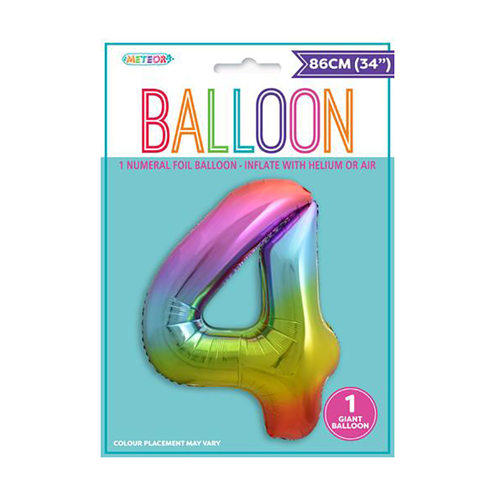 Rainbow Giant Number 4 Foil Balloon