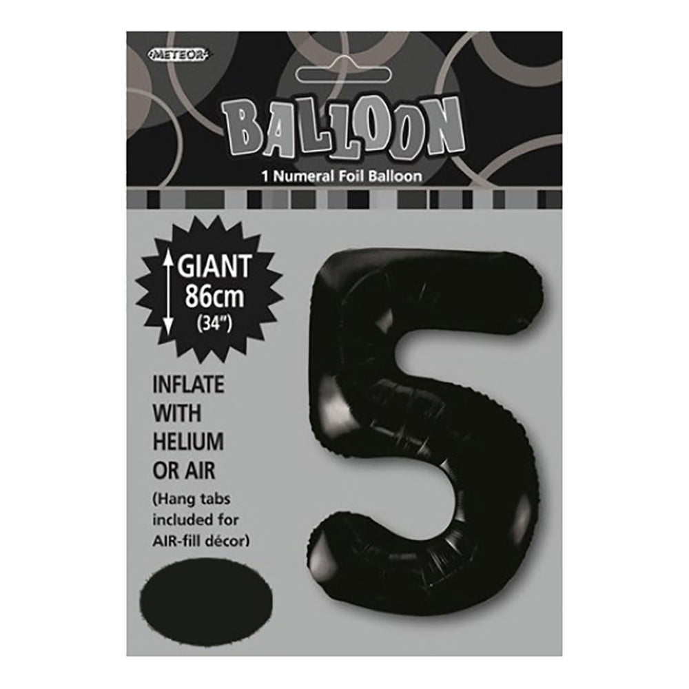 Black Giant Number 5 Foil Balloon
