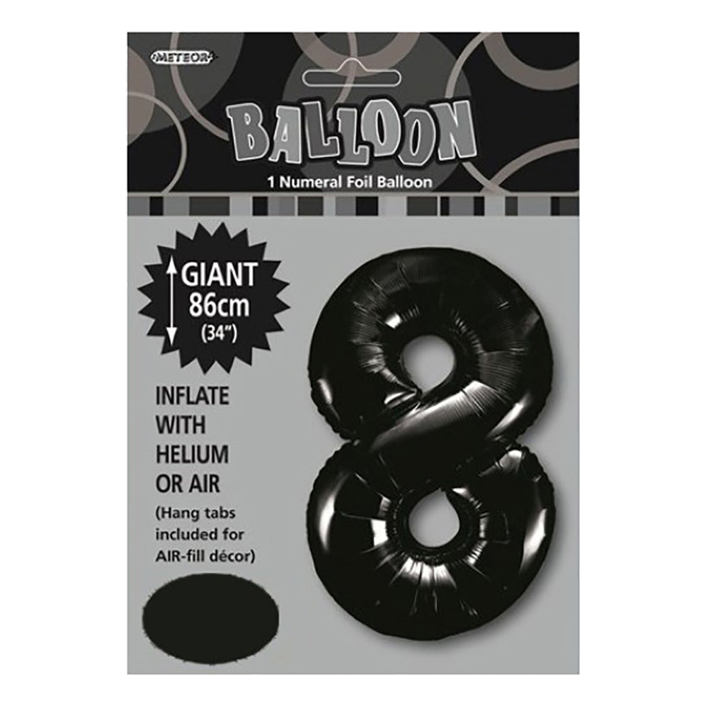 Black Giant Number 8 Foil Balloon