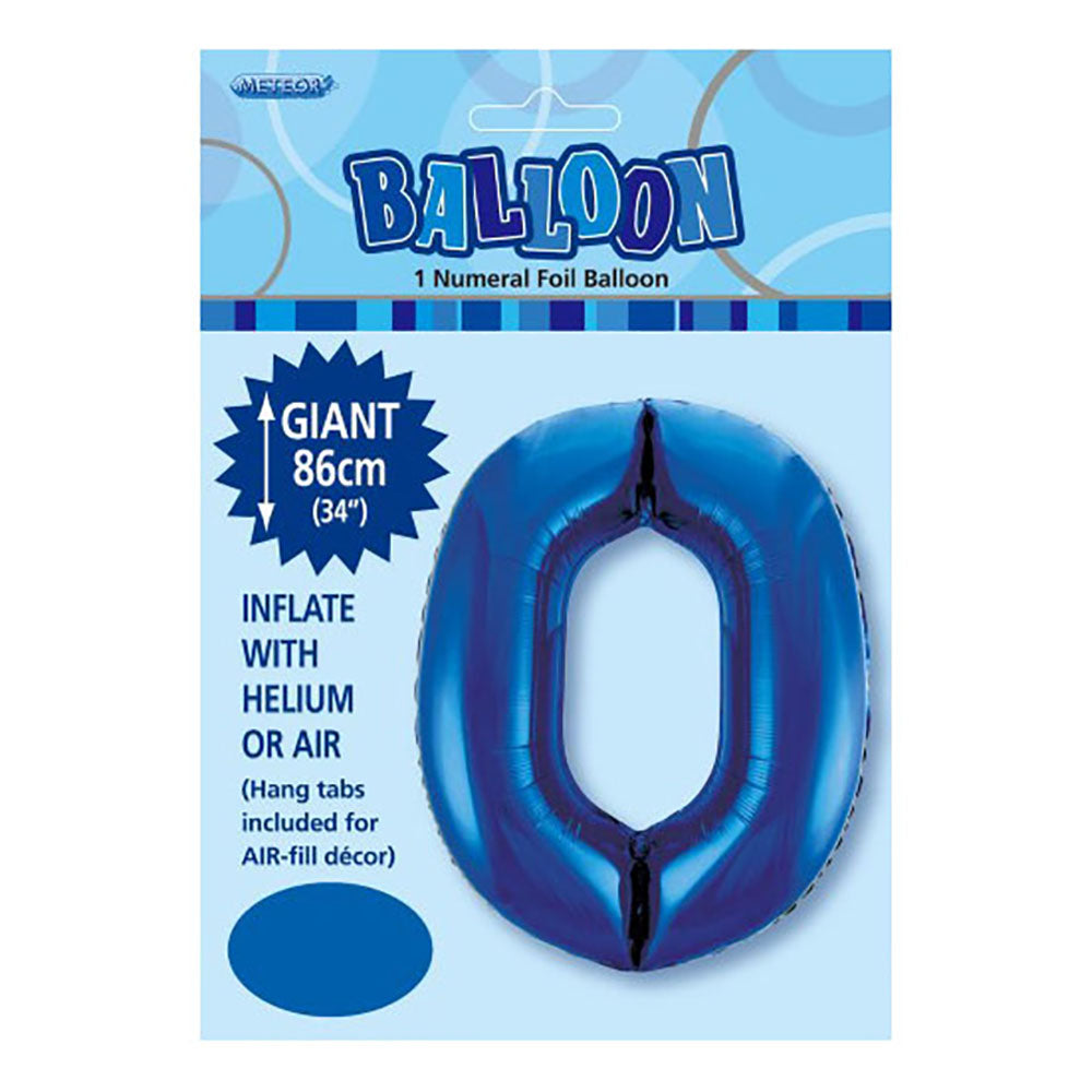 Royal Blue Giant Number 0 Foil Balloon