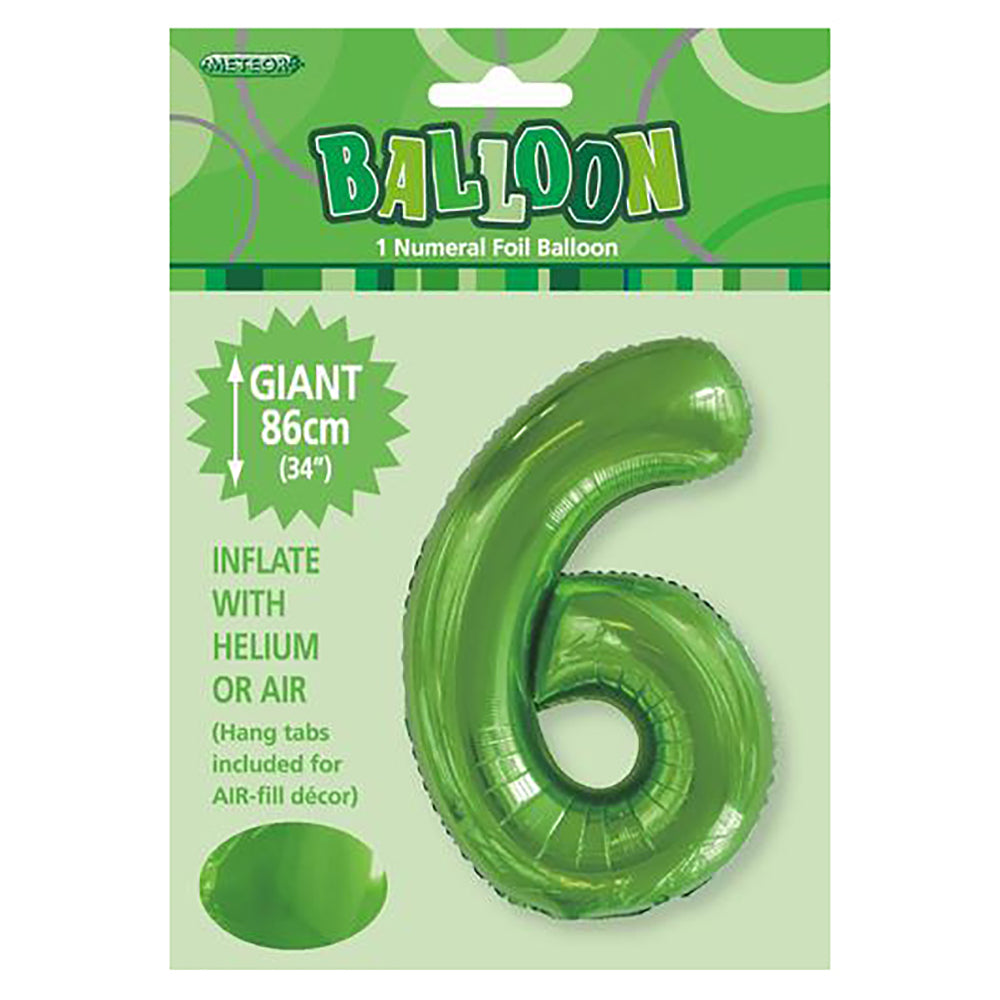 Lime Green Giant Number 6 Foil Balloon