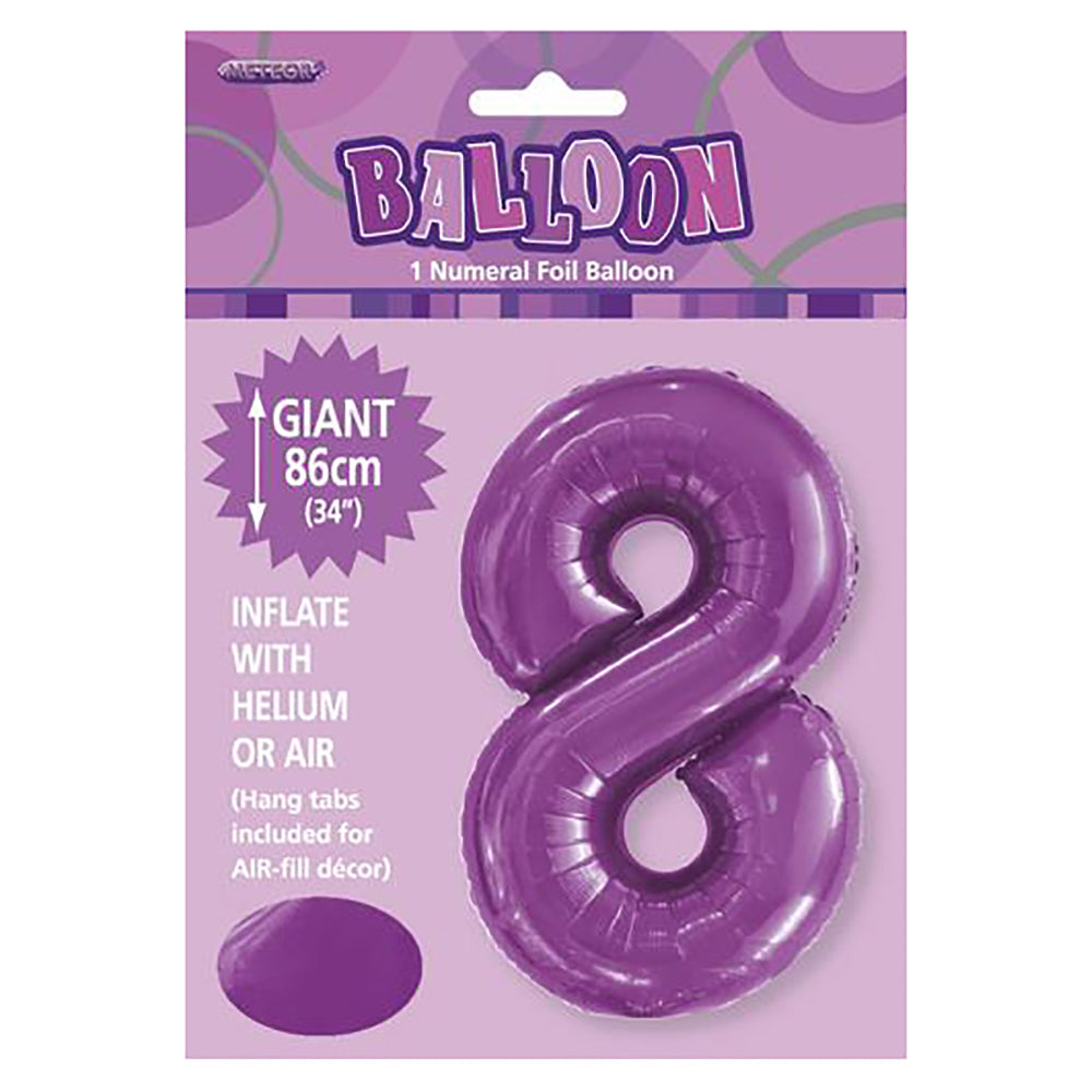 Pretty Purple Giant Number 8 Foil Balloon