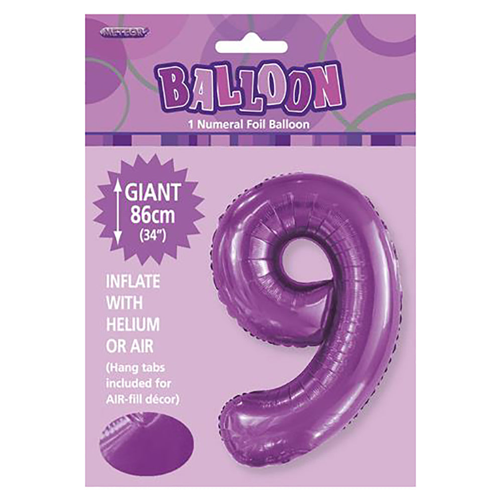 Pretty Purple Giant Number 9 Foil Balloon