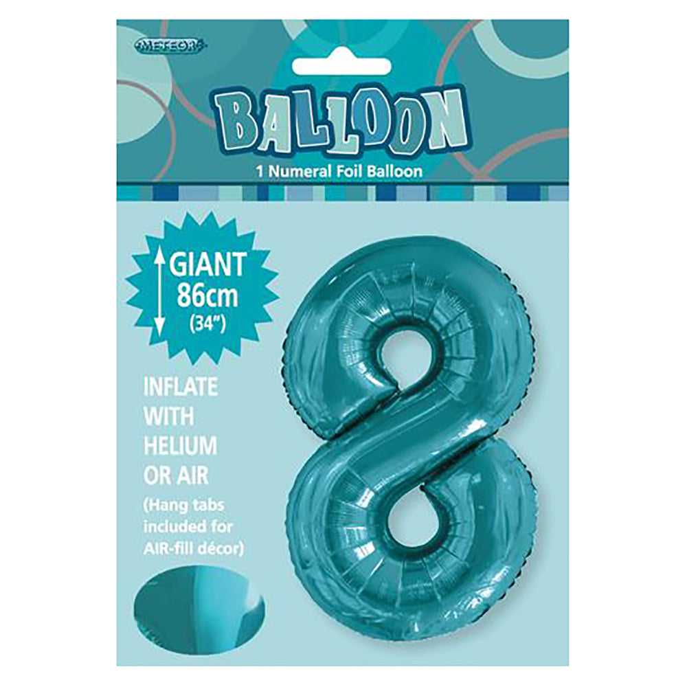 Caribbean Teal Giant Number 8 Foil Balloon