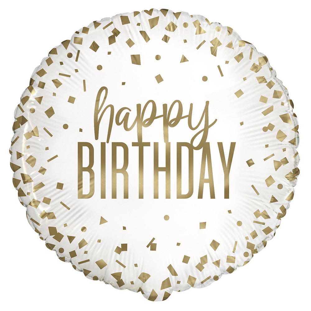 Gold Confetti Happy Birthday Balloon