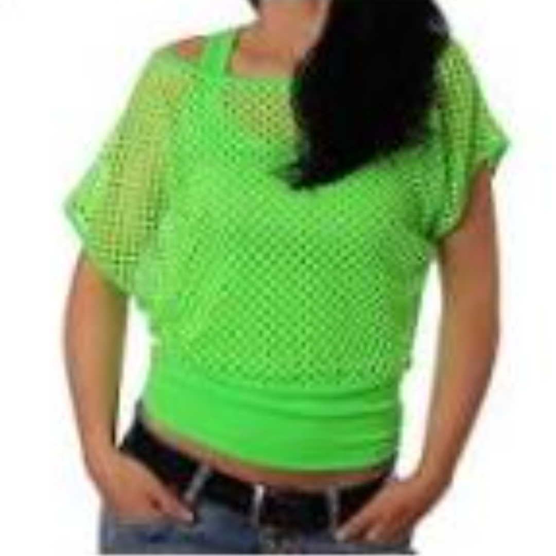 Green Neon Fishnet Top