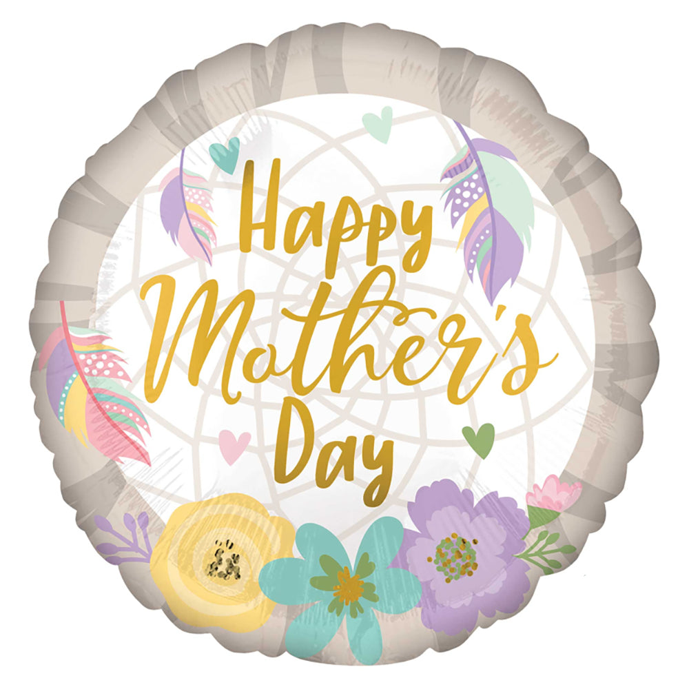 Happy Mother's Day Feathers & Flowers Foil Balloon