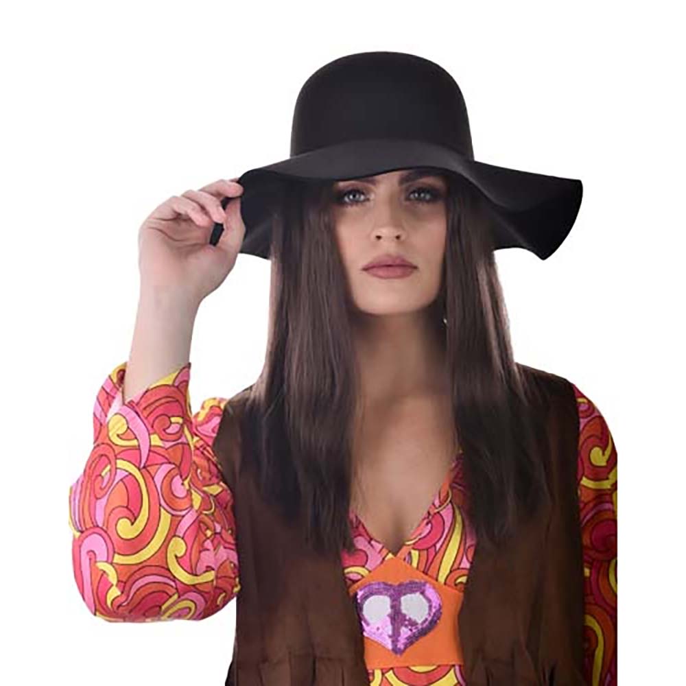 Hippie Wide Brim Hat Black