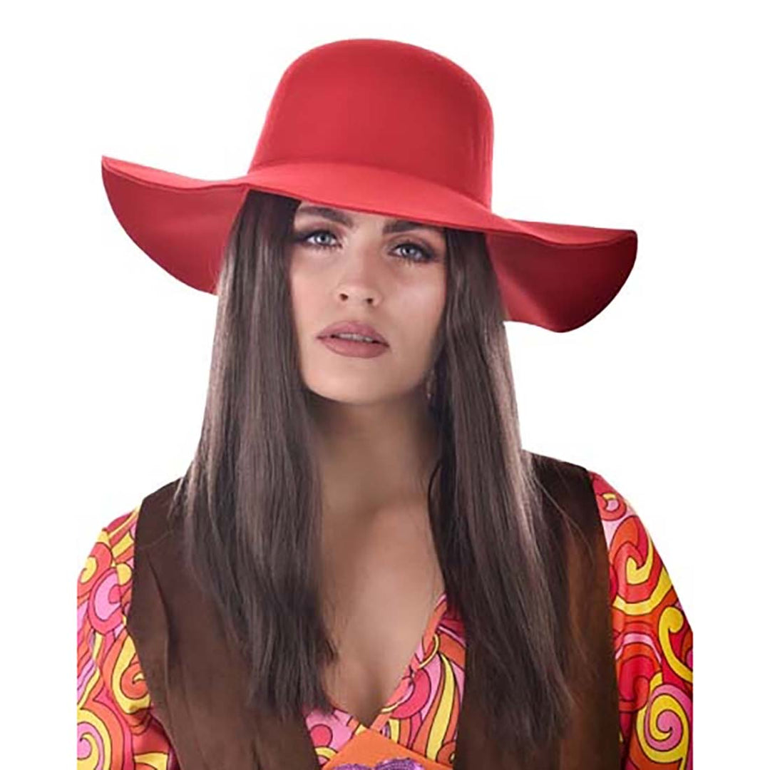Hippie Wide Brim Hat Red