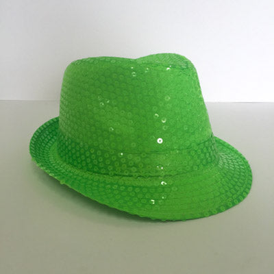 Neon Green Sequin Fedora Hat