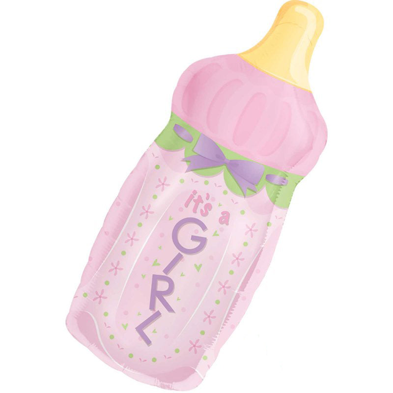 Supershape Its A Girl Baby Bottle Balloon