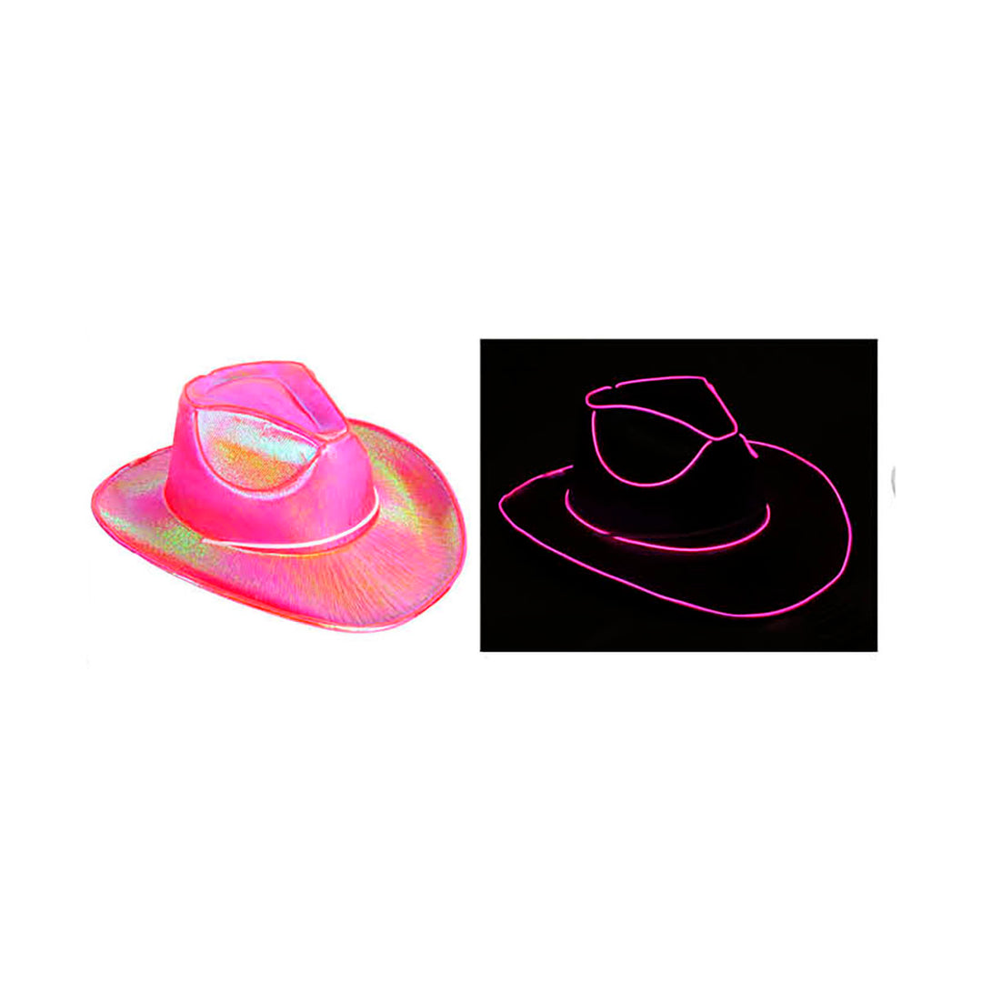 Light Up Metallic Cowboy Hat - Hot Pink