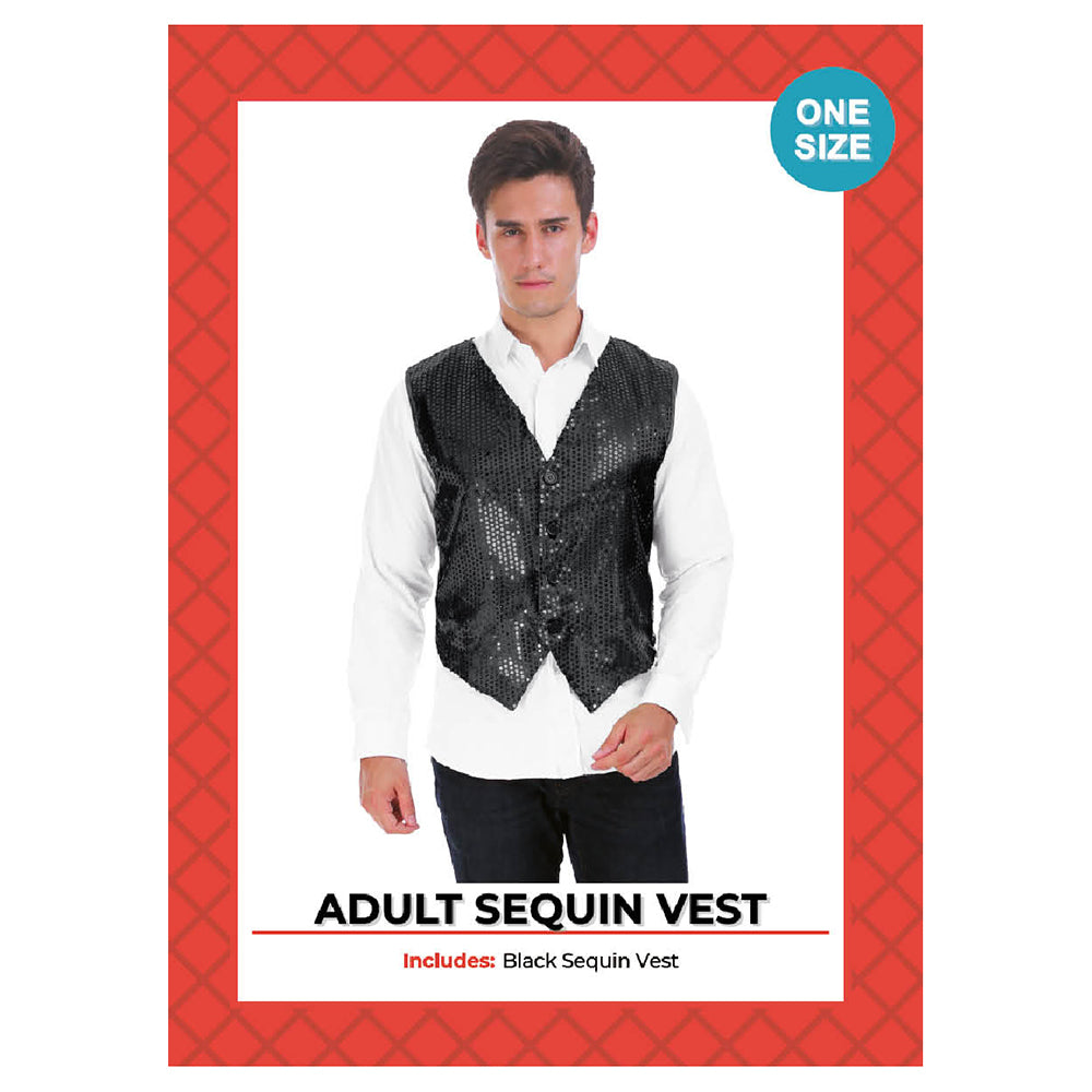 Mens Sequin Vest - Black
