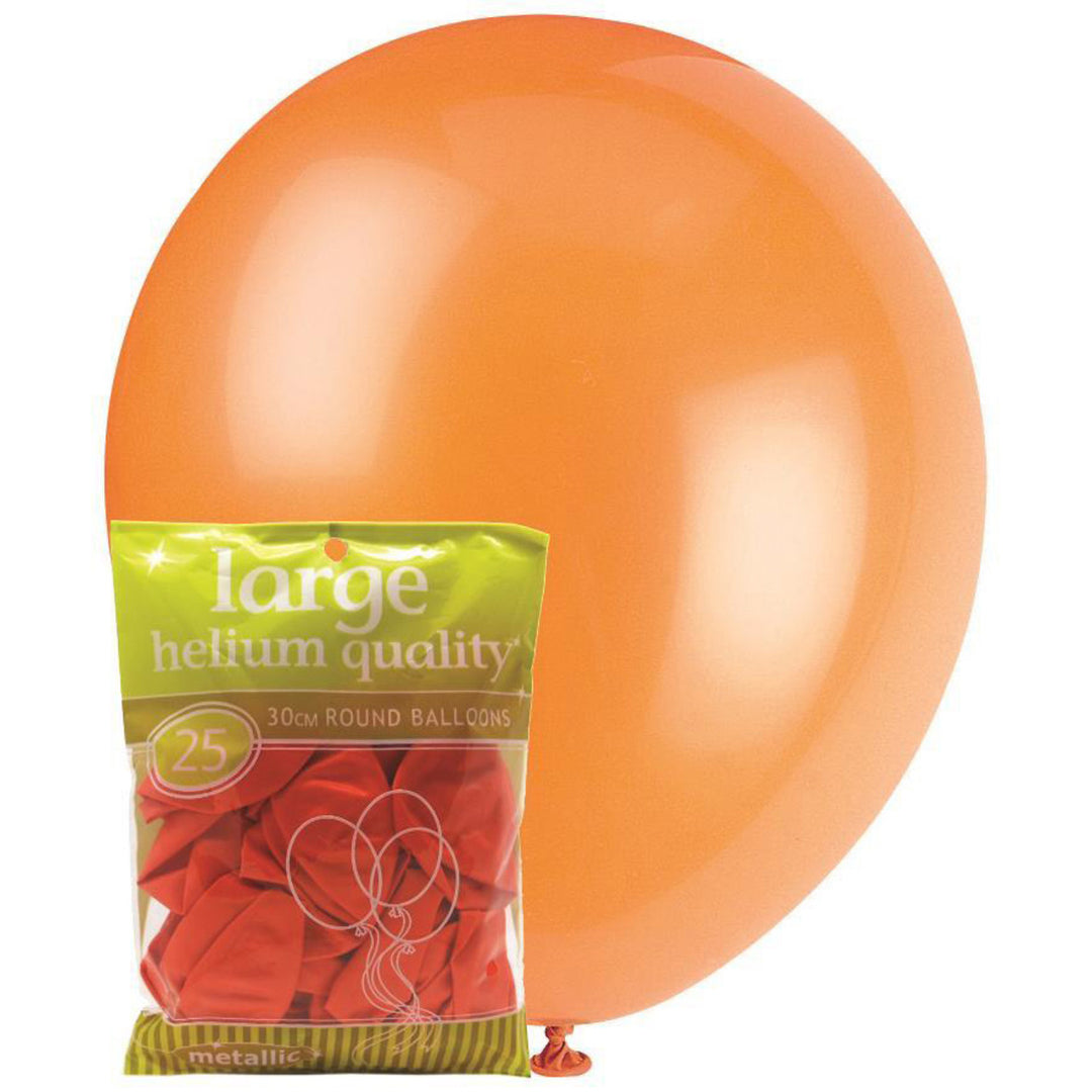 Metallic Orange Latex Balloons, Pack of 25