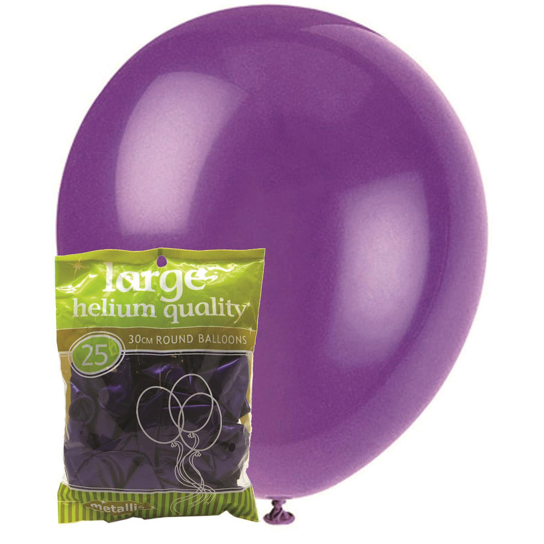 Metallic Purple Latex Balloons, Pack of 25