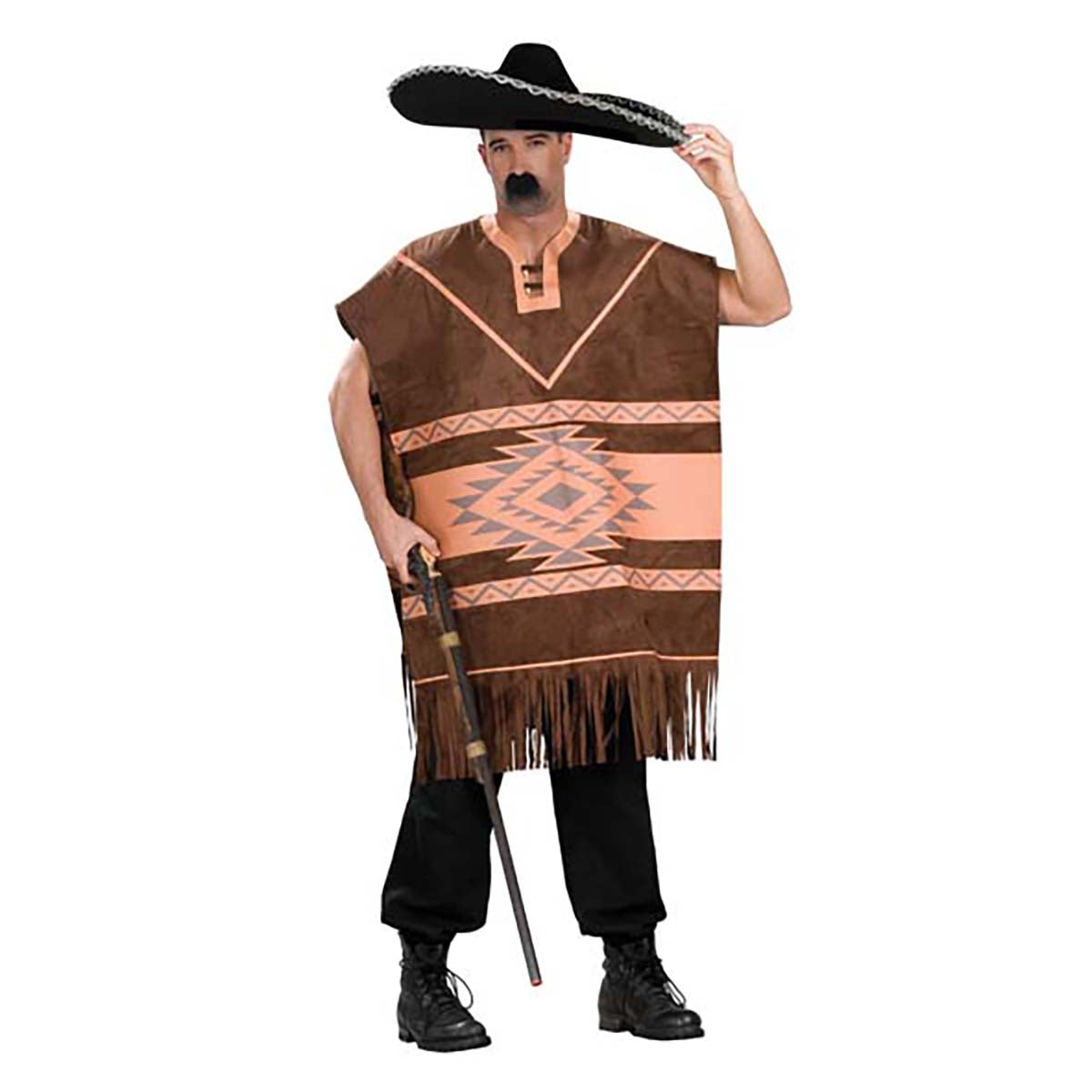 Mexican Brown Print Poncho – Sydney Costume Shop