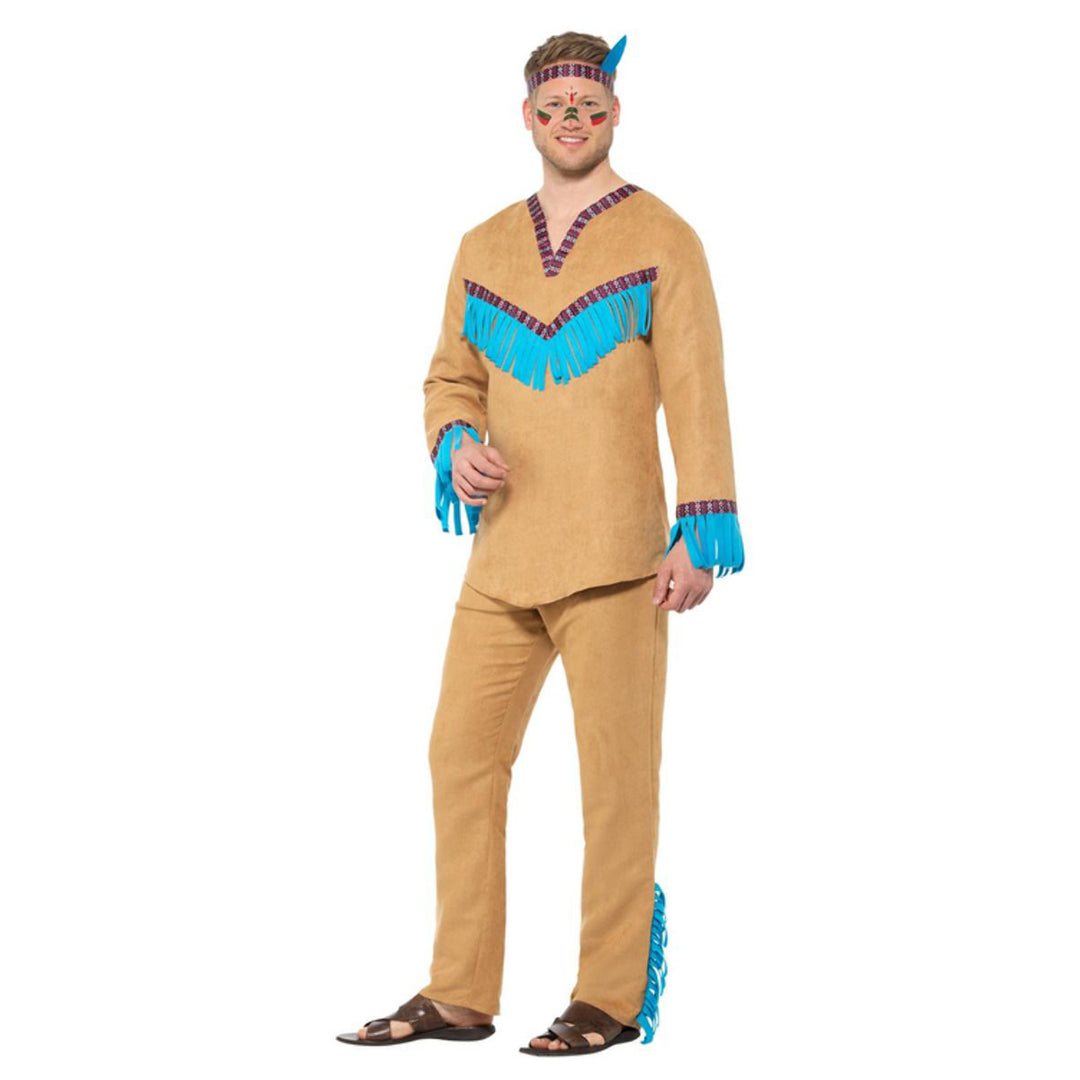 Native American Inspired Warrior Costume, Blue & Brown