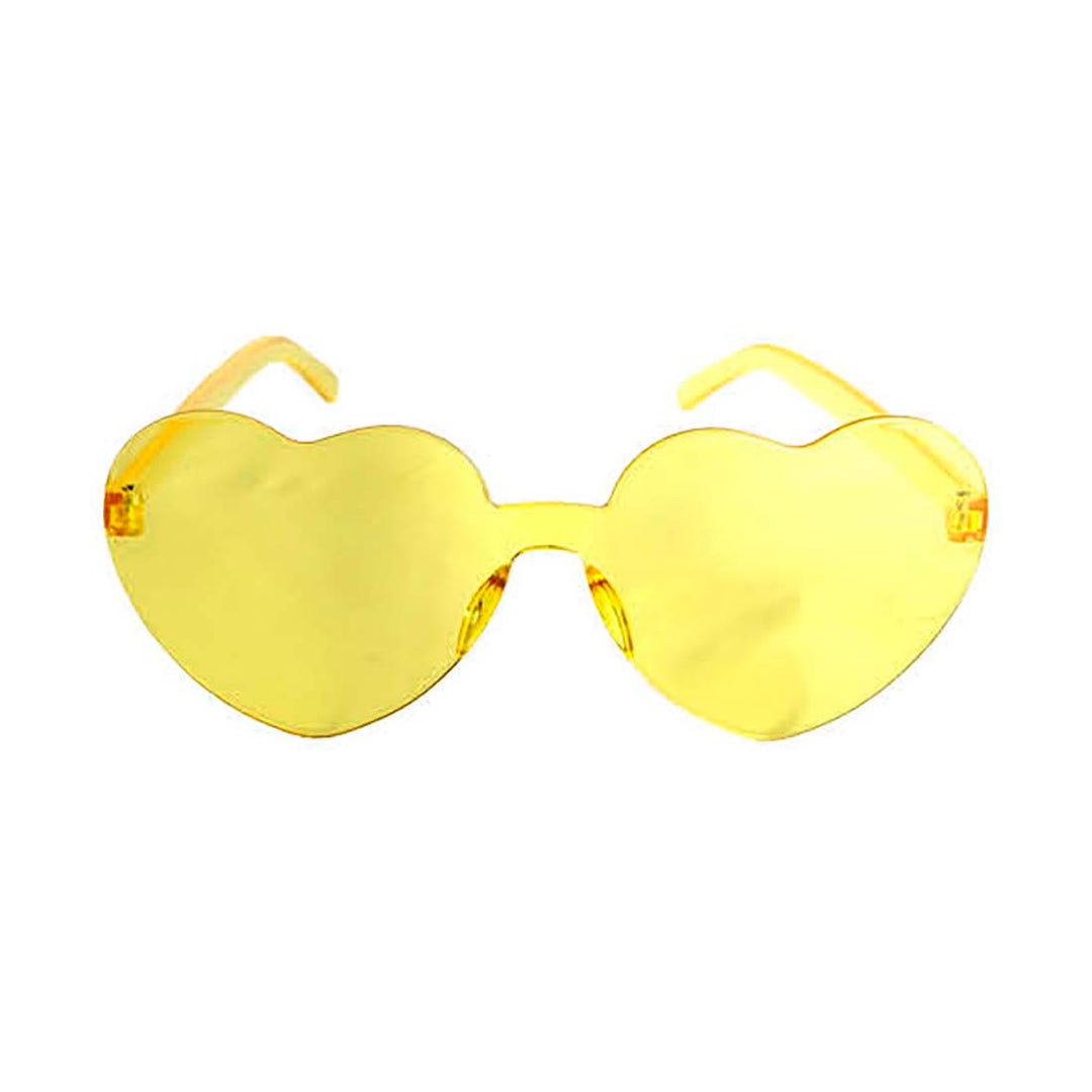 Party Glasses Perspex Hearts - Yellow