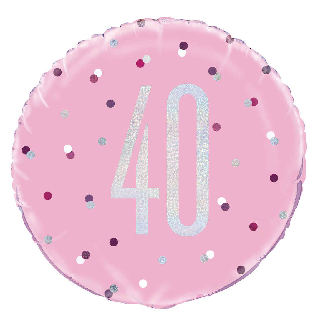 Pink 40th Foil Prismatic Balloon