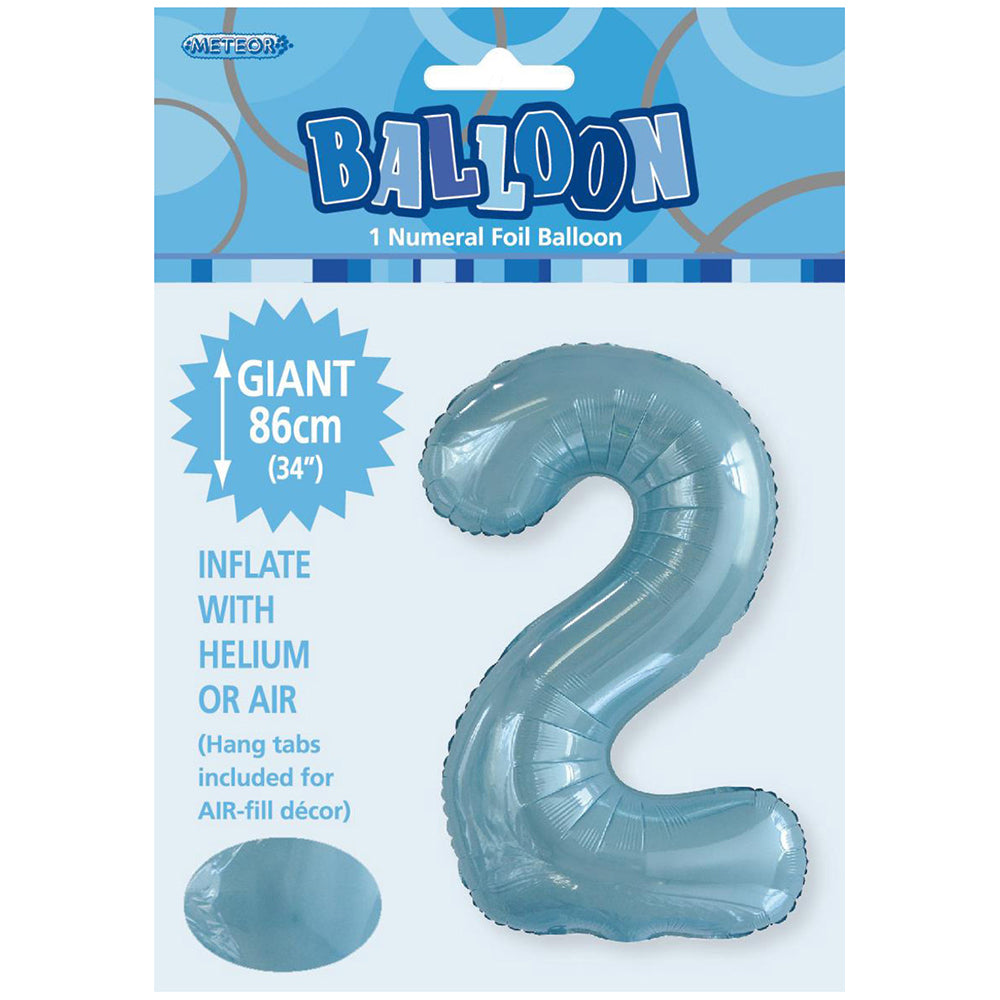 Powder Blue Giant Number 2 Foil Balloon