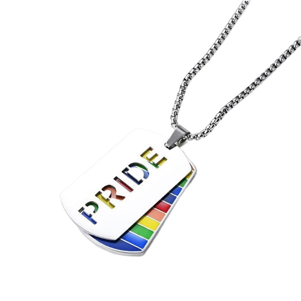 Rainbow Pride Stainless Dog Tag Necklace