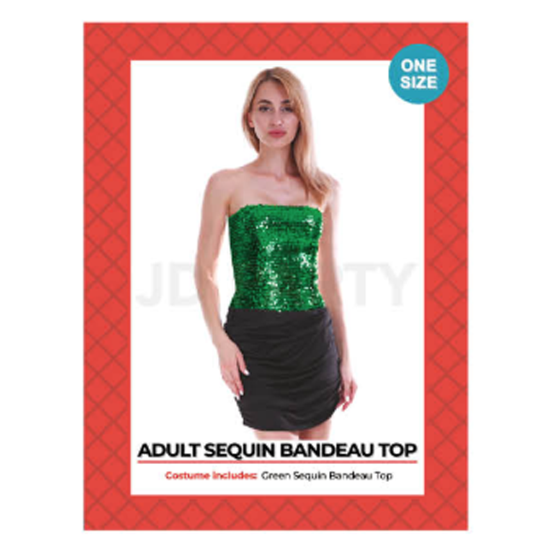 Disco Sequin Bandeau Tube Top Green