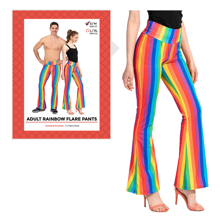 Adult Rainbow Stripe Flare Pants