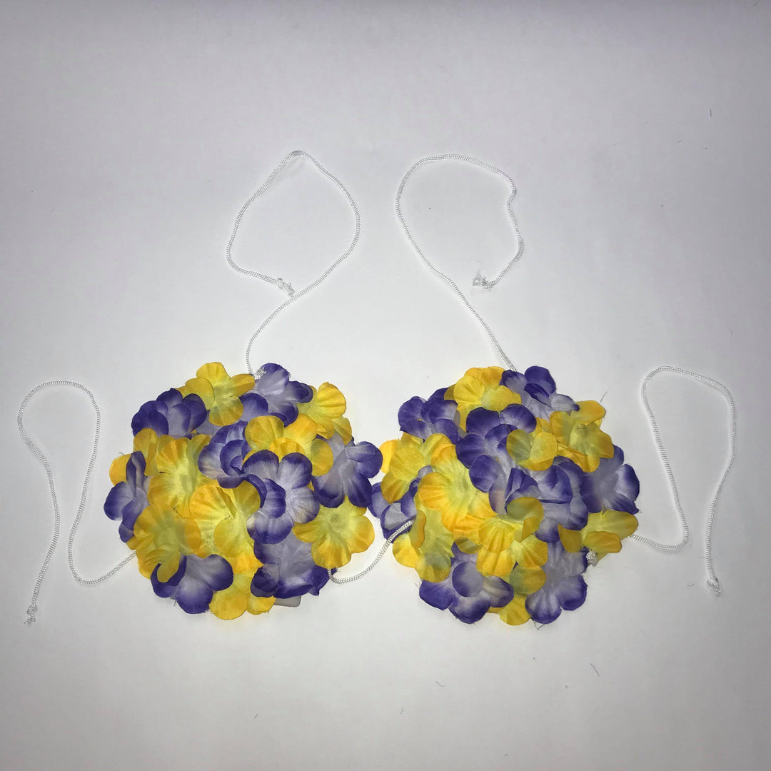 Hawaiian Floral Bra Purple & Yellow