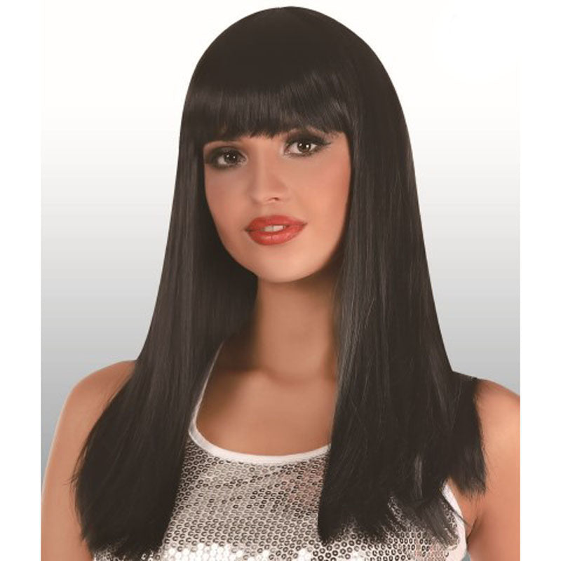 Long Black Wig with Fringe