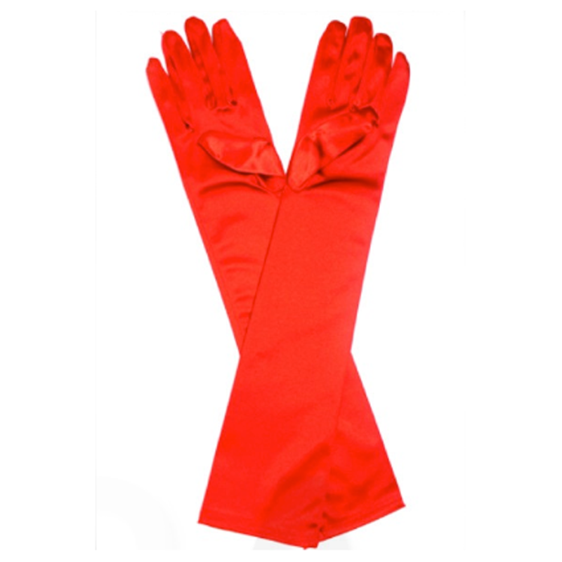 Long Satin Gloves - Red