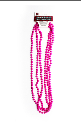 Neon Beaded Necklace - Hot Pink