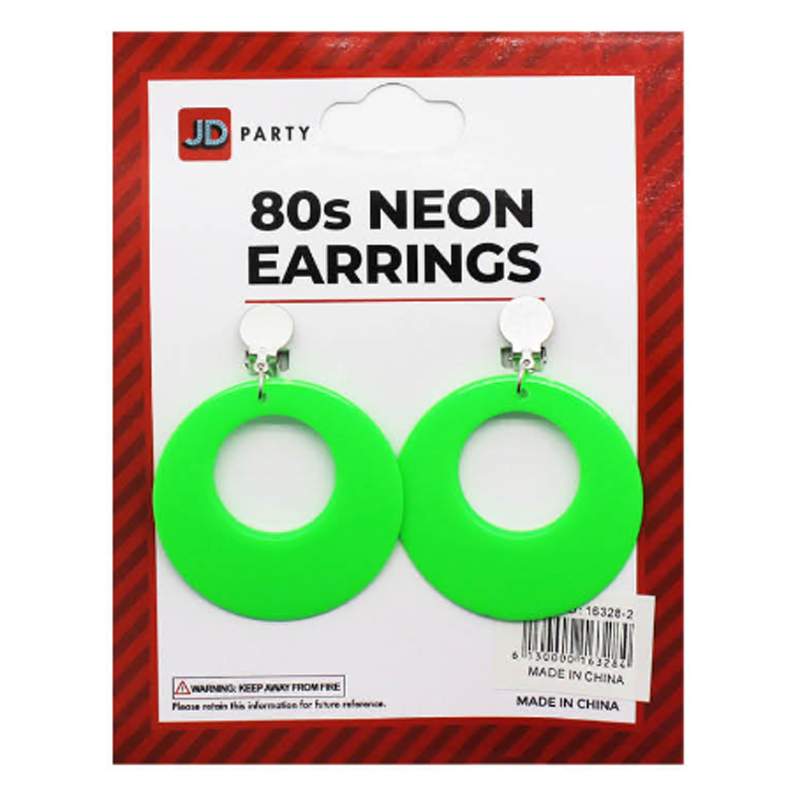 Neon 80s Earrings Green Sydney Costume Shop