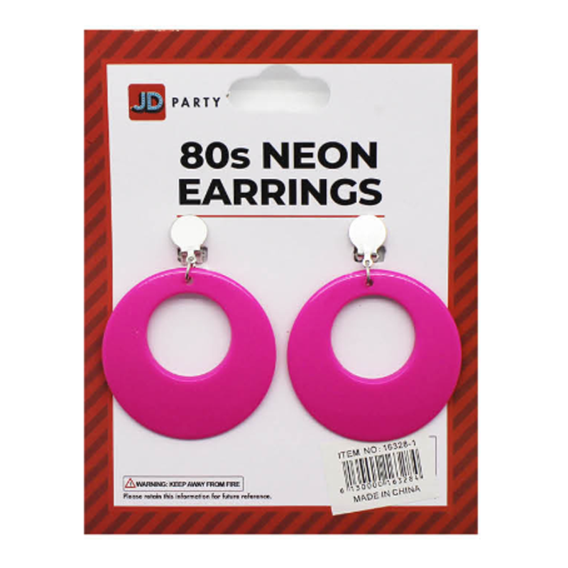 Neon 80s Earrings Pink