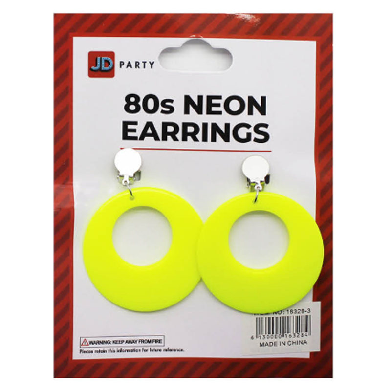 Neon 80s Earrings Yellow