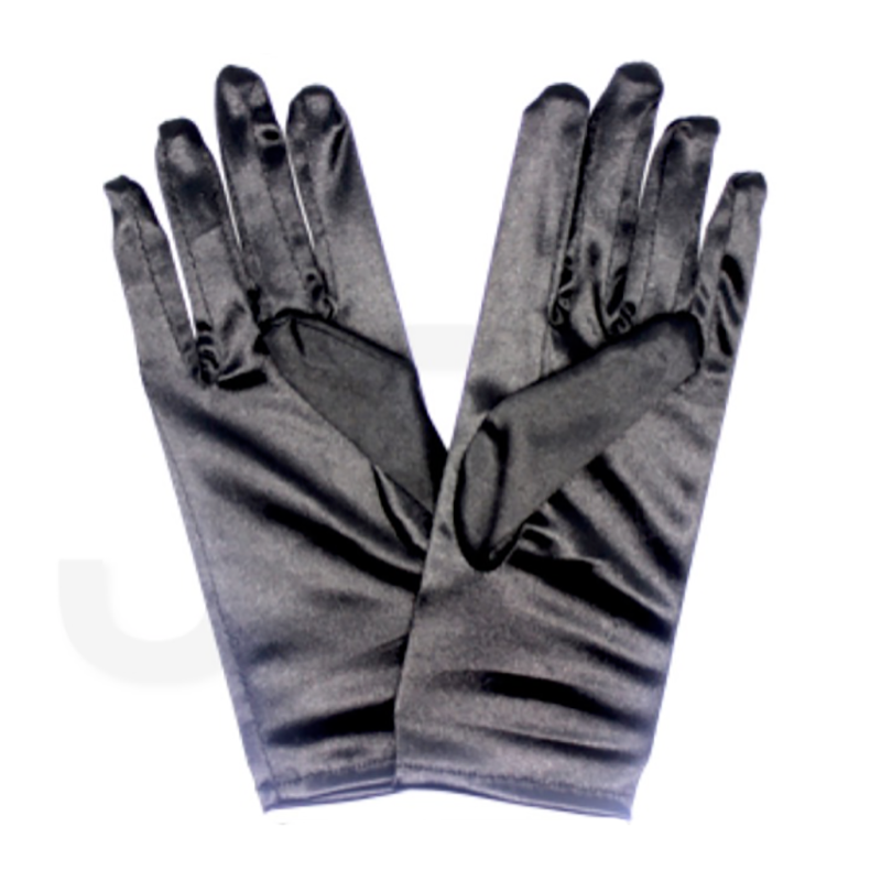 Satin Gloves Short Black