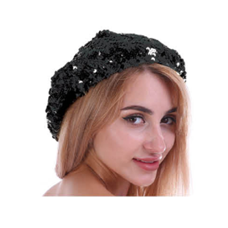 DIsco 70's Sequin Beret Black