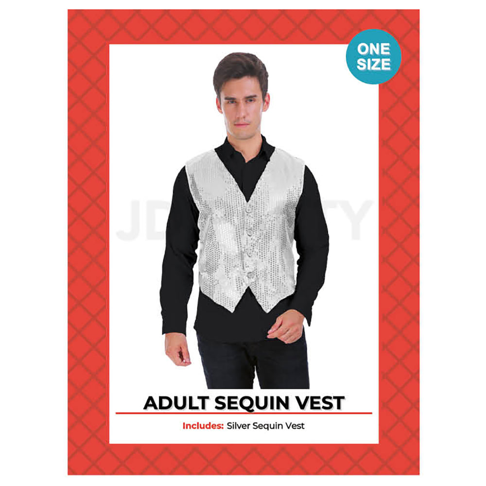 Mens Sequin Vest - Silver