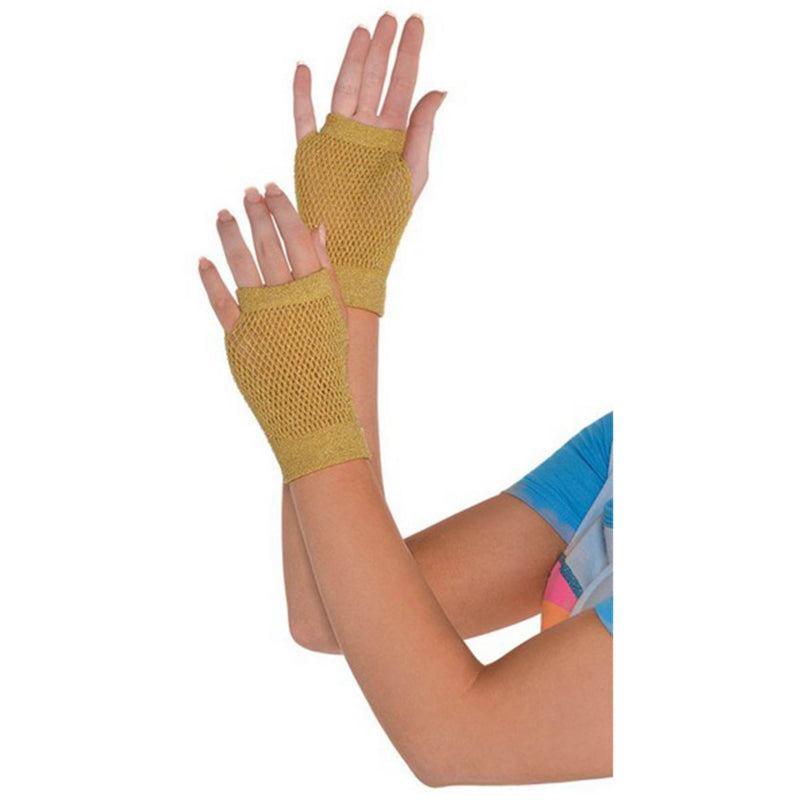 Short Fishnet Gloves Gold