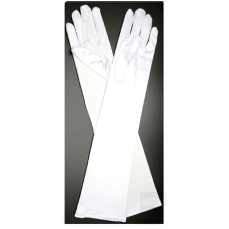 Long Satin Gloves - White