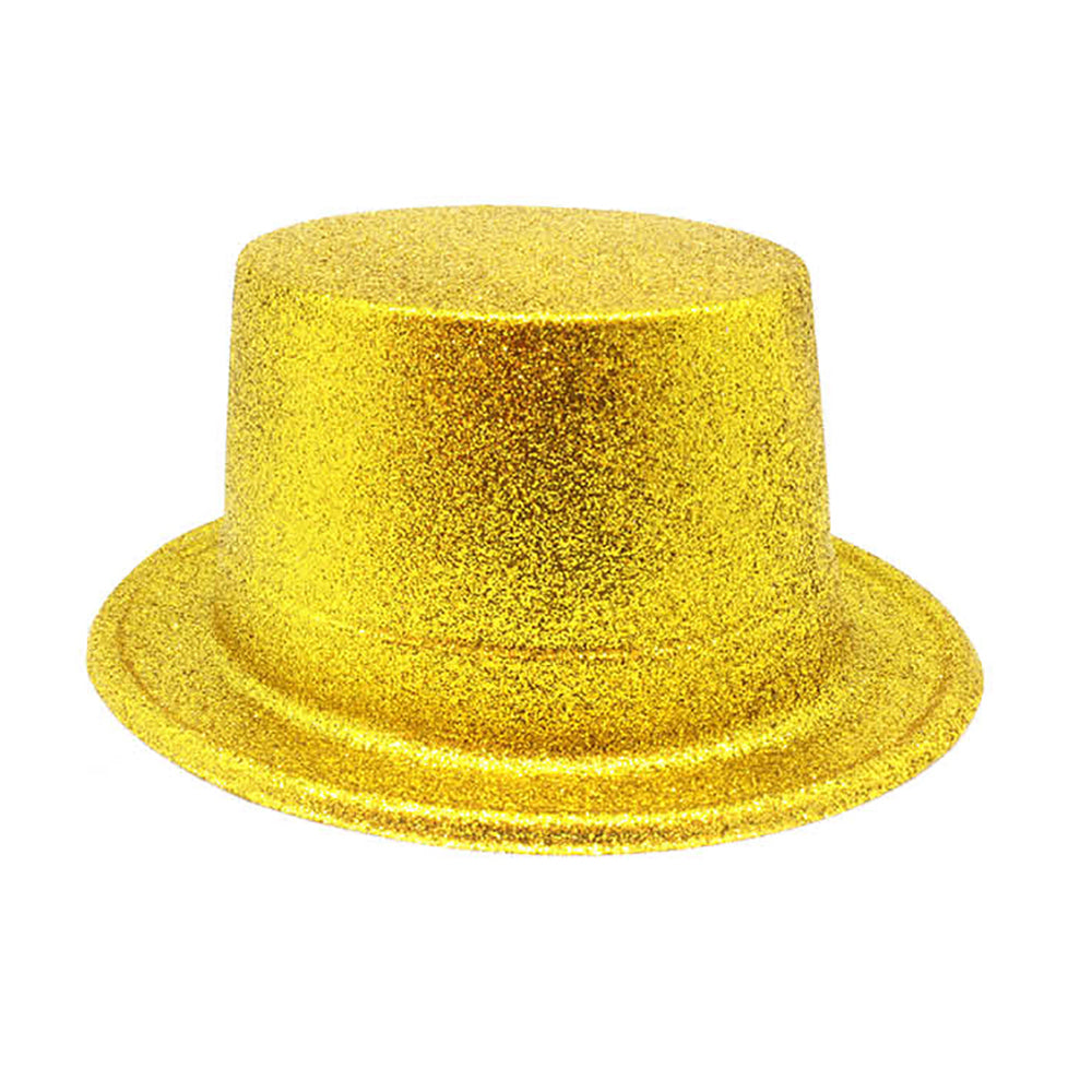 Plastic Glitter Top Hat Gold