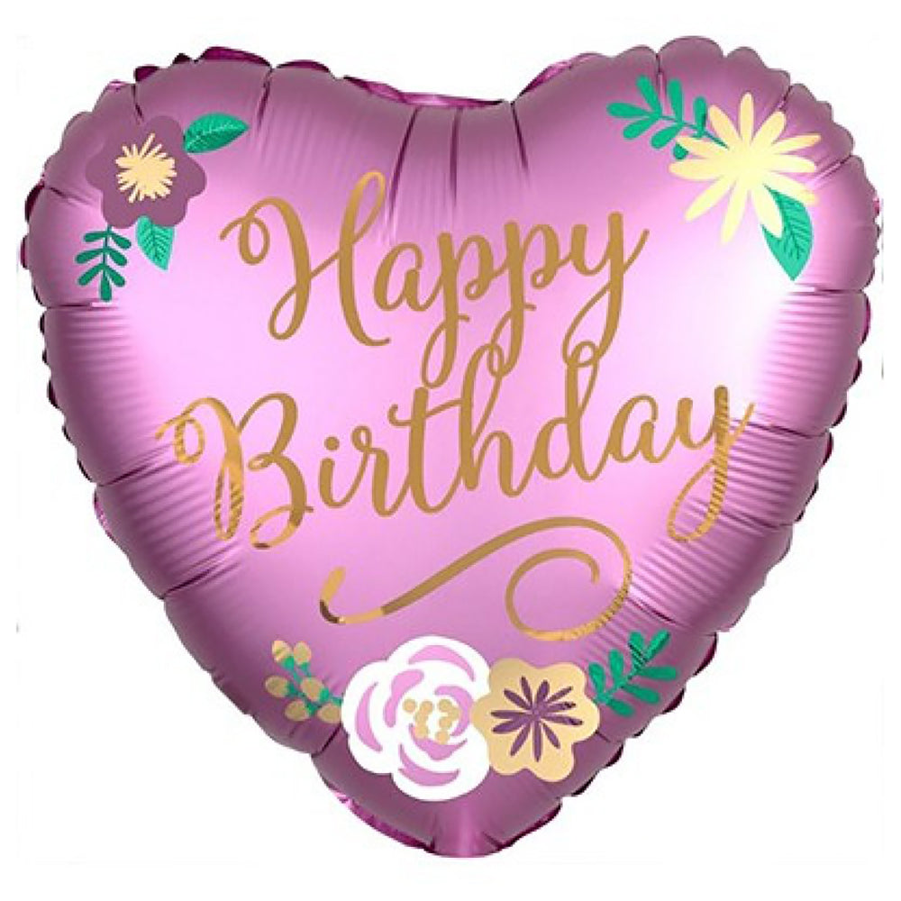 Satin XL Happy Birthday Satin Flowers Balloon