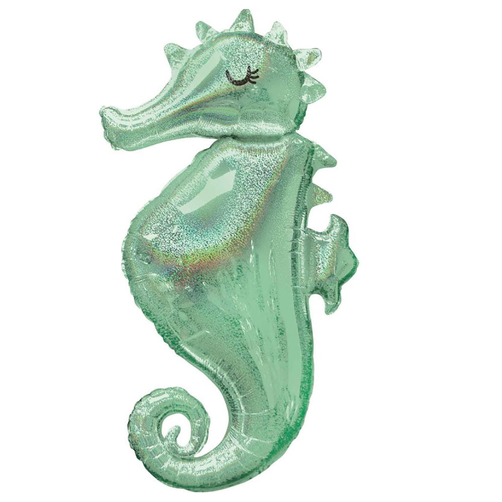 Holographic Supershape Mermaid Wishes Seahorse Balloon