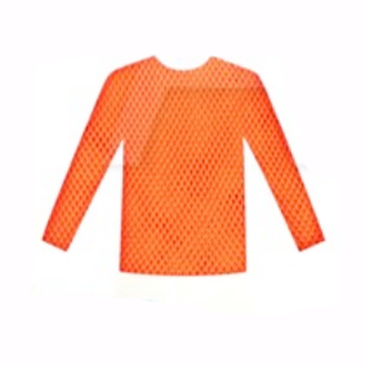 Fishnet Top Long Sleeve Neon Orange Sydney Costume Shop