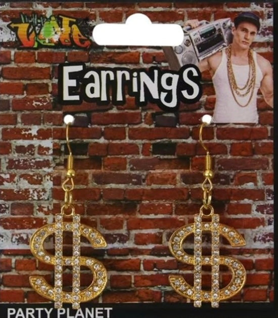 Gold Dollar Sign Earrings