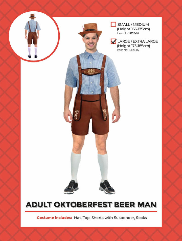 Adult Beer Man Costume (Blue Check)