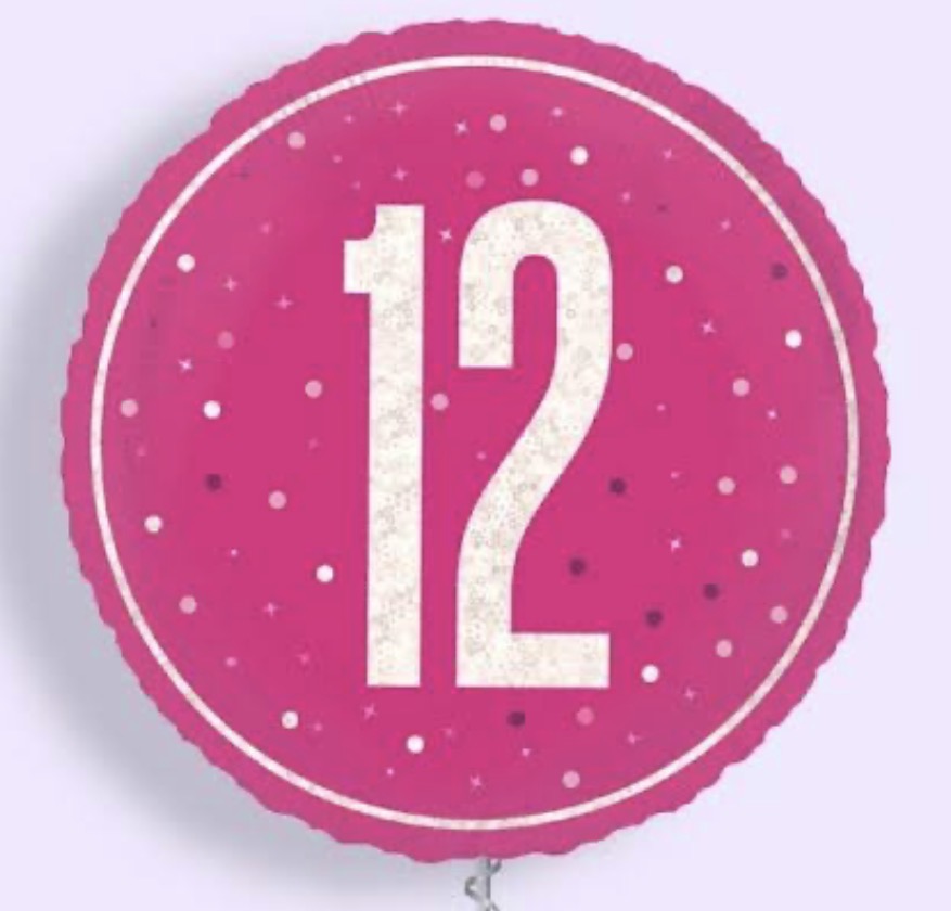 12th Birthday Round Pink Foil Balloon