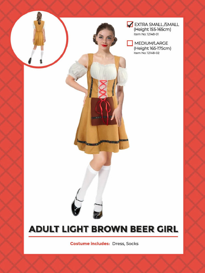 Adult Beer Girl Light Brown Costume