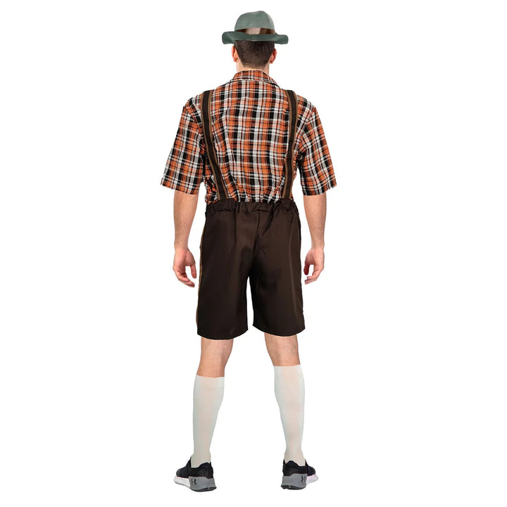 Adult Beer Man Costume (Brown Orange Check)